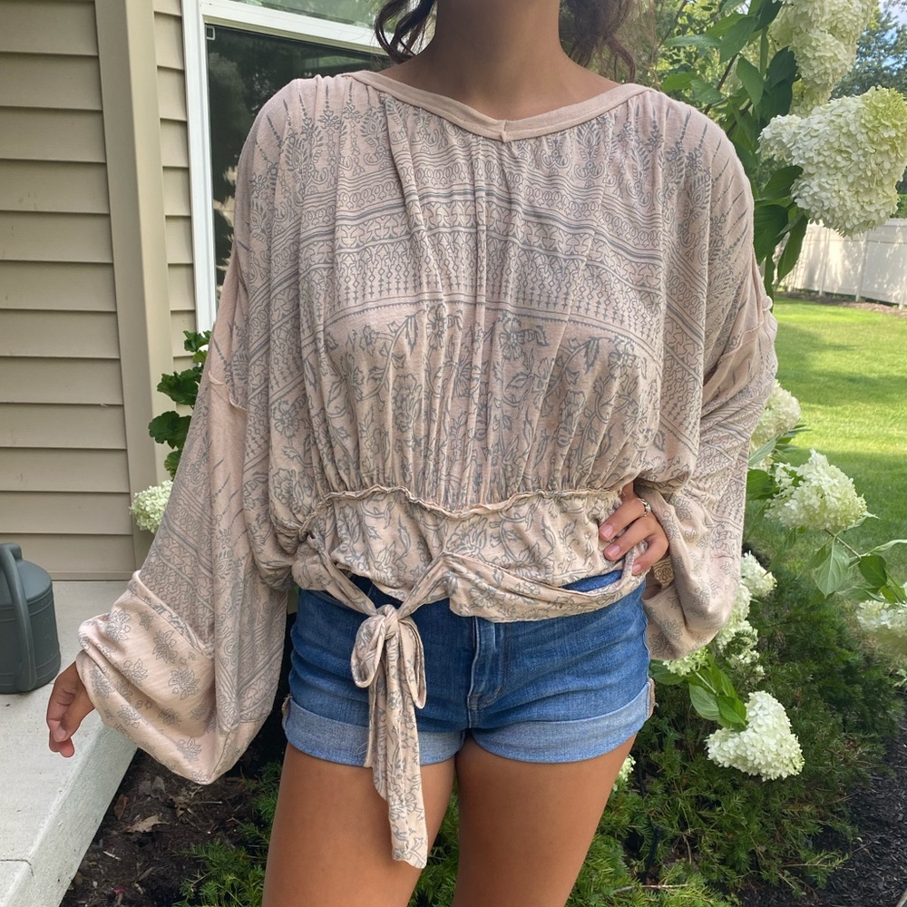 Free People Flowy Beachy Long Sleeve Top